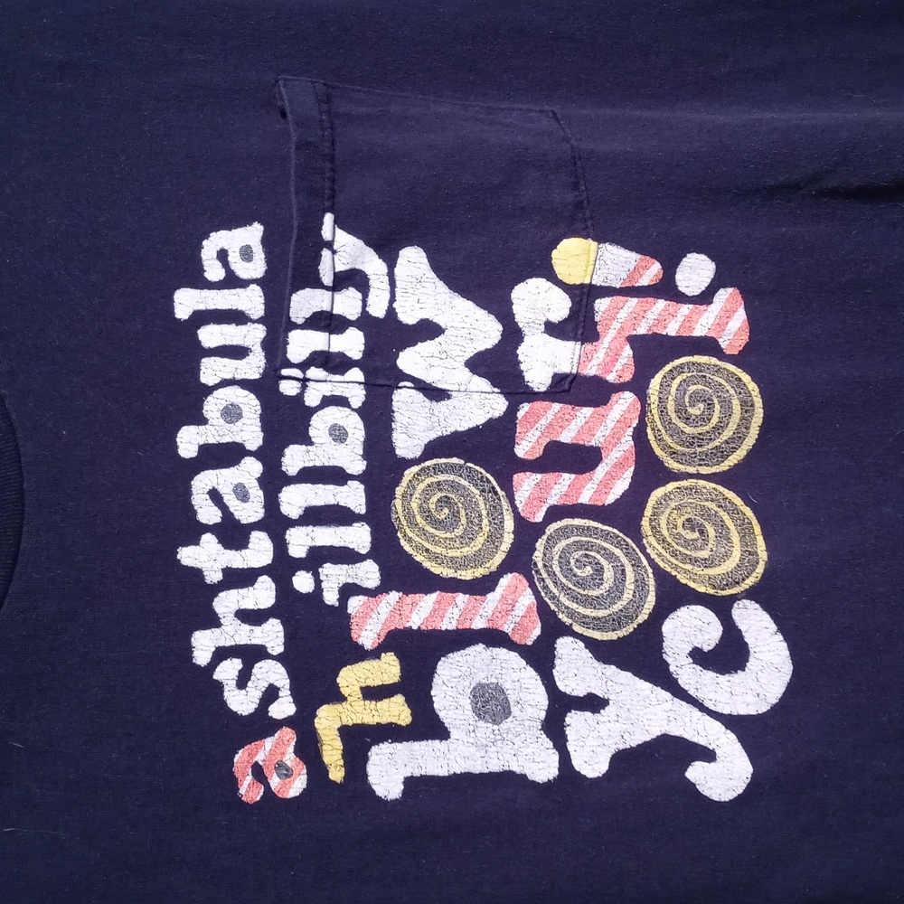 Women's Fruit of the Loom navy pocket t Ashtabula Ohio Hillbilly cool Large